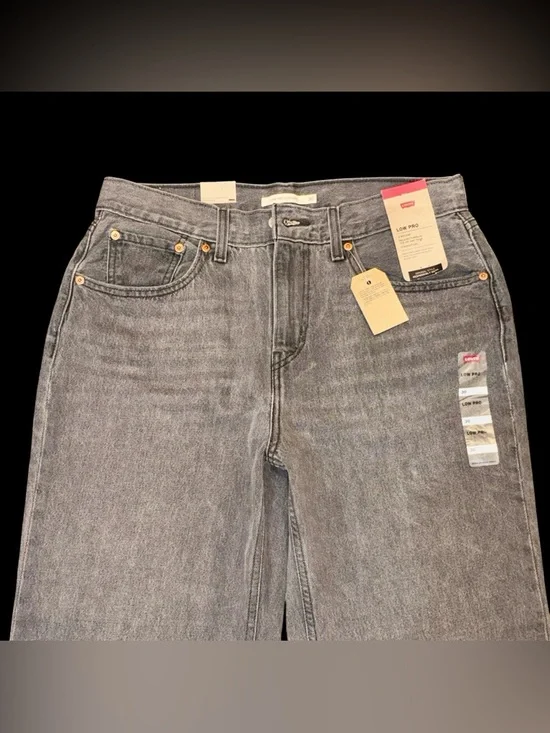 Levi’s Low Pro Straight Leg Gray Bleach Splatter Jeans Size 30 NWT-Y2K-Grunge - Picture 2 of 16